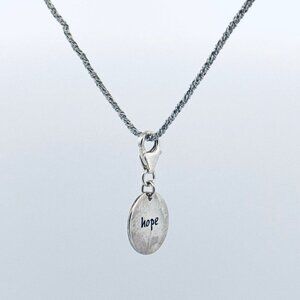 Estate Sterling Silver 925 “Hope” Pendant Necklace 17” Chain, 6.40g, Thailand